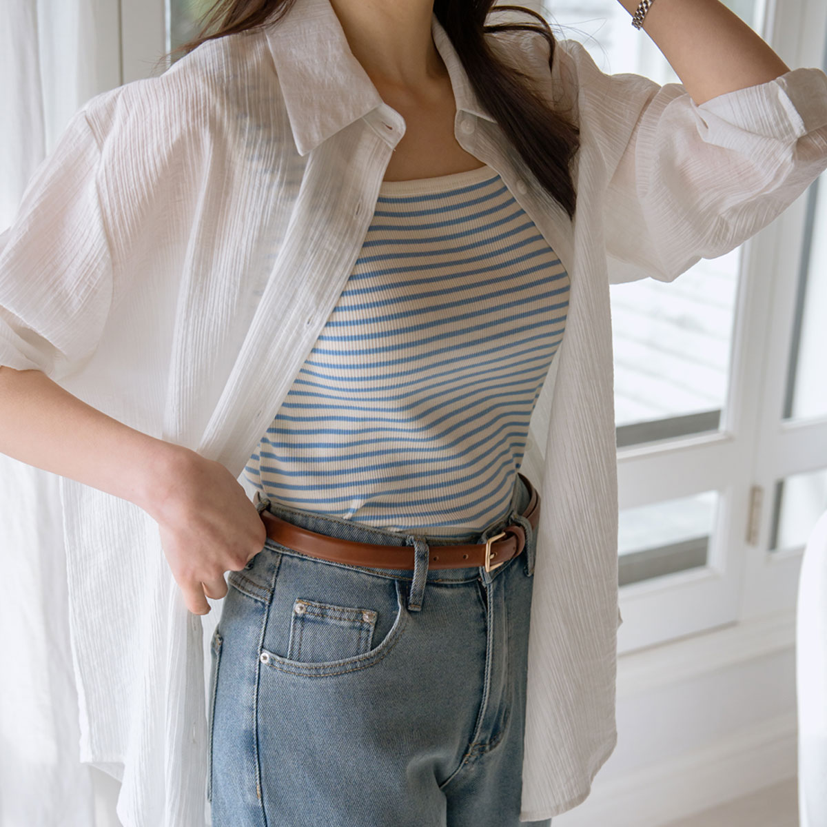 Reversible striped sleeveless knit