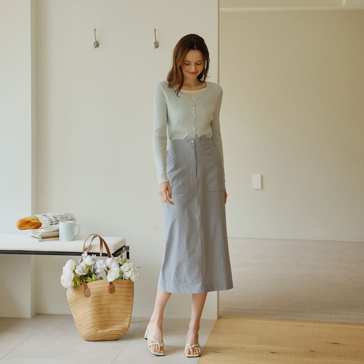 Soft back elastic pocket spandex skirt