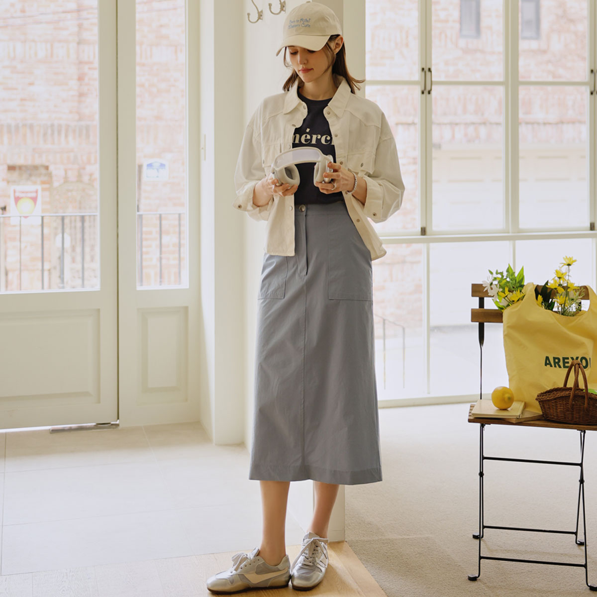 Soft back elastic pocket spandex skirt