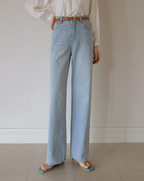 Soft Light Back Elastic Wide Denim Pants