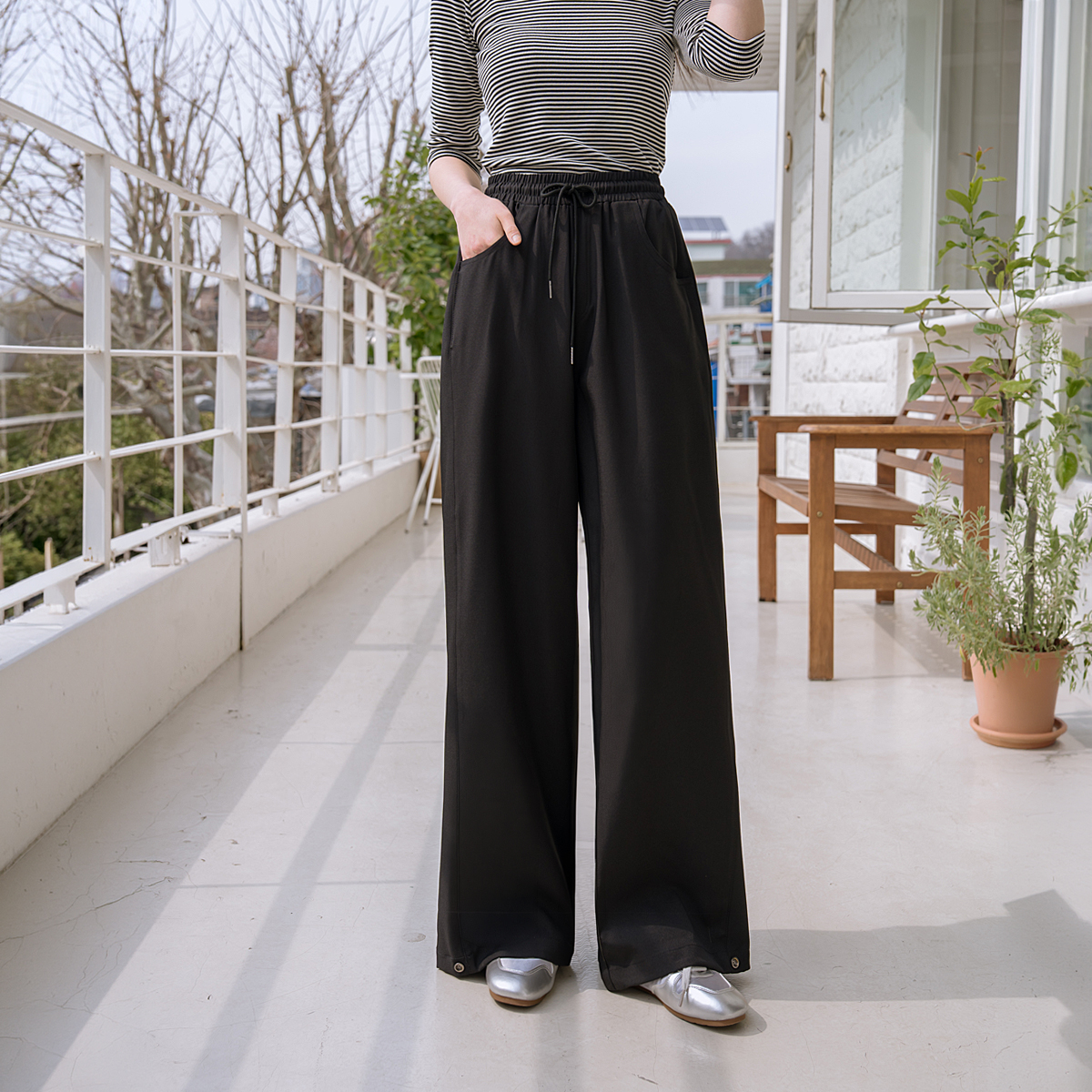 3-Type Folding Waist Slacks for Large Hip Cover