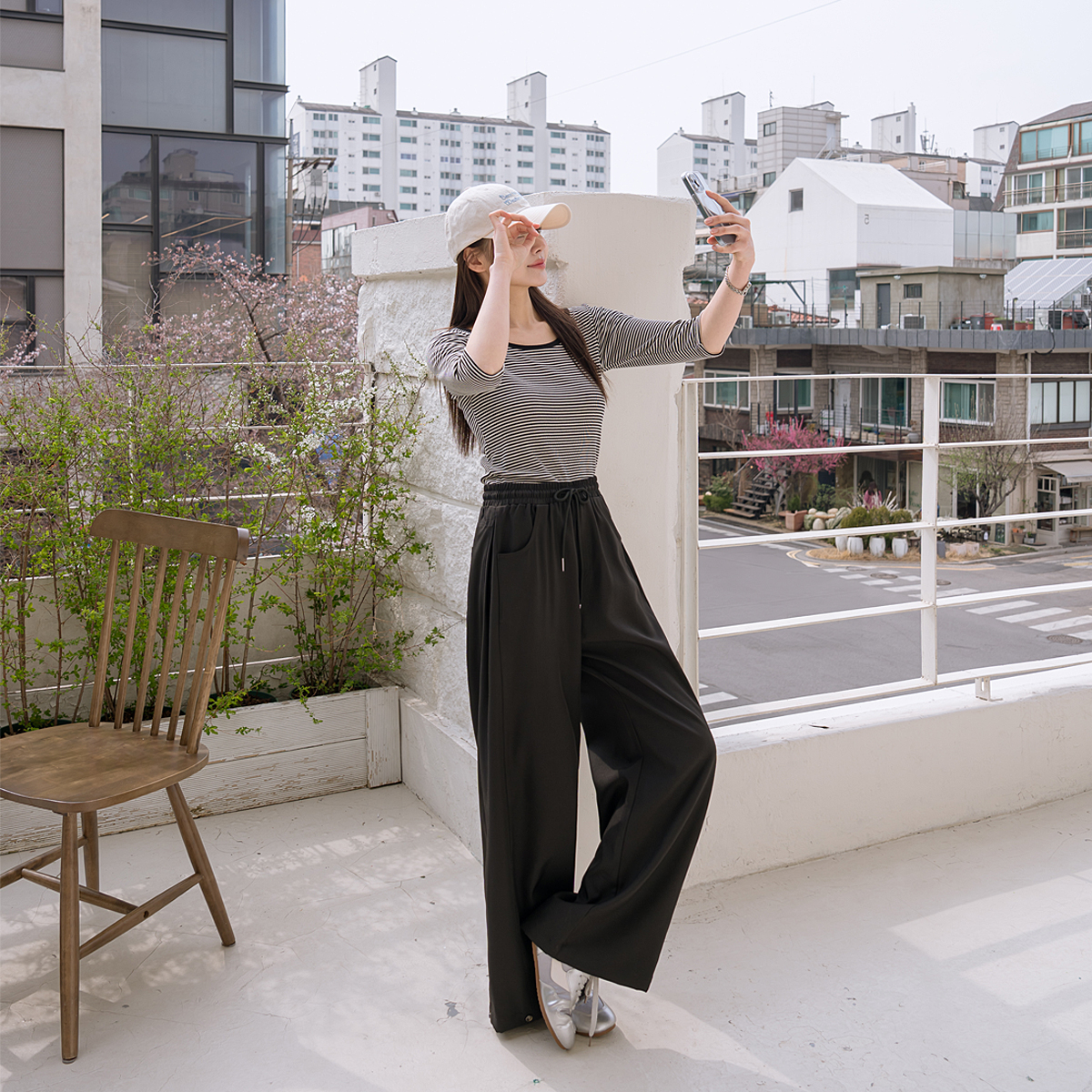 3-Type Folding Waist Slacks for Large Hip Cover