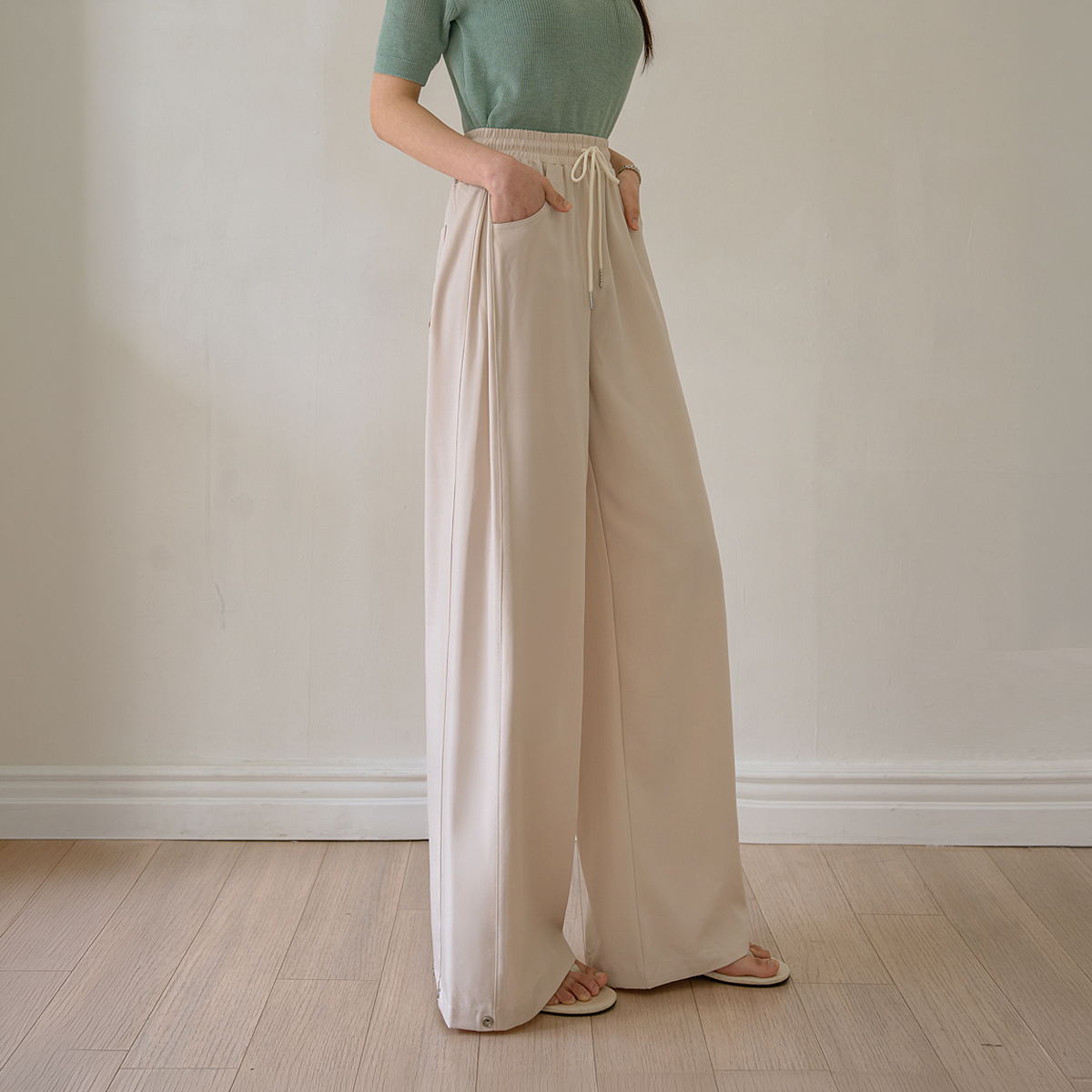 3-Type Folding Waist Slacks for Large Hip Cover