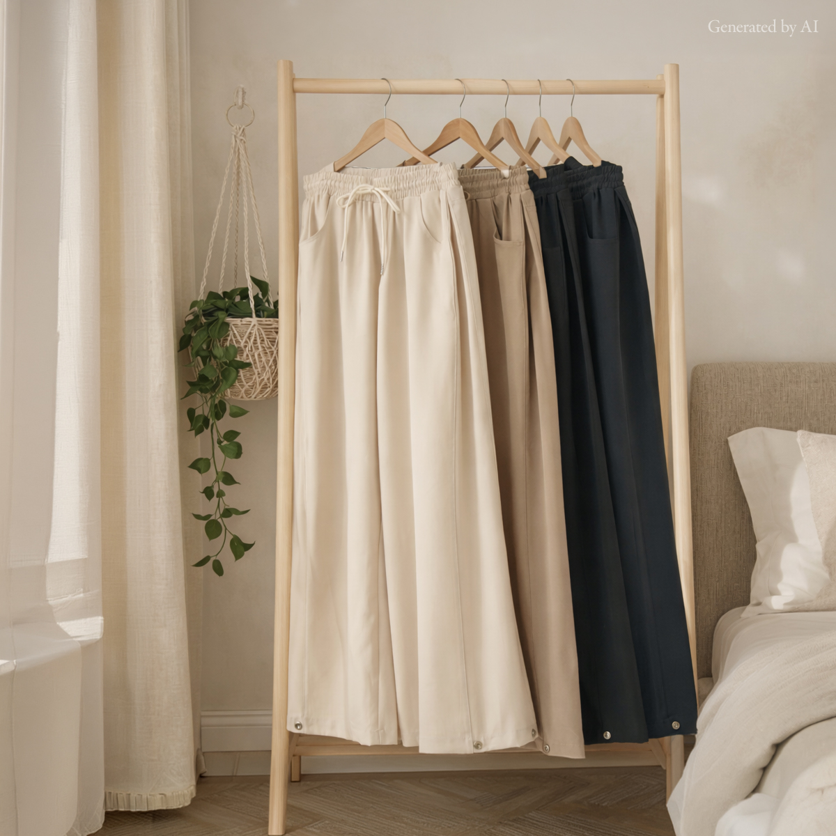 3-Type Folding Waist Slacks for Large Hip Cover