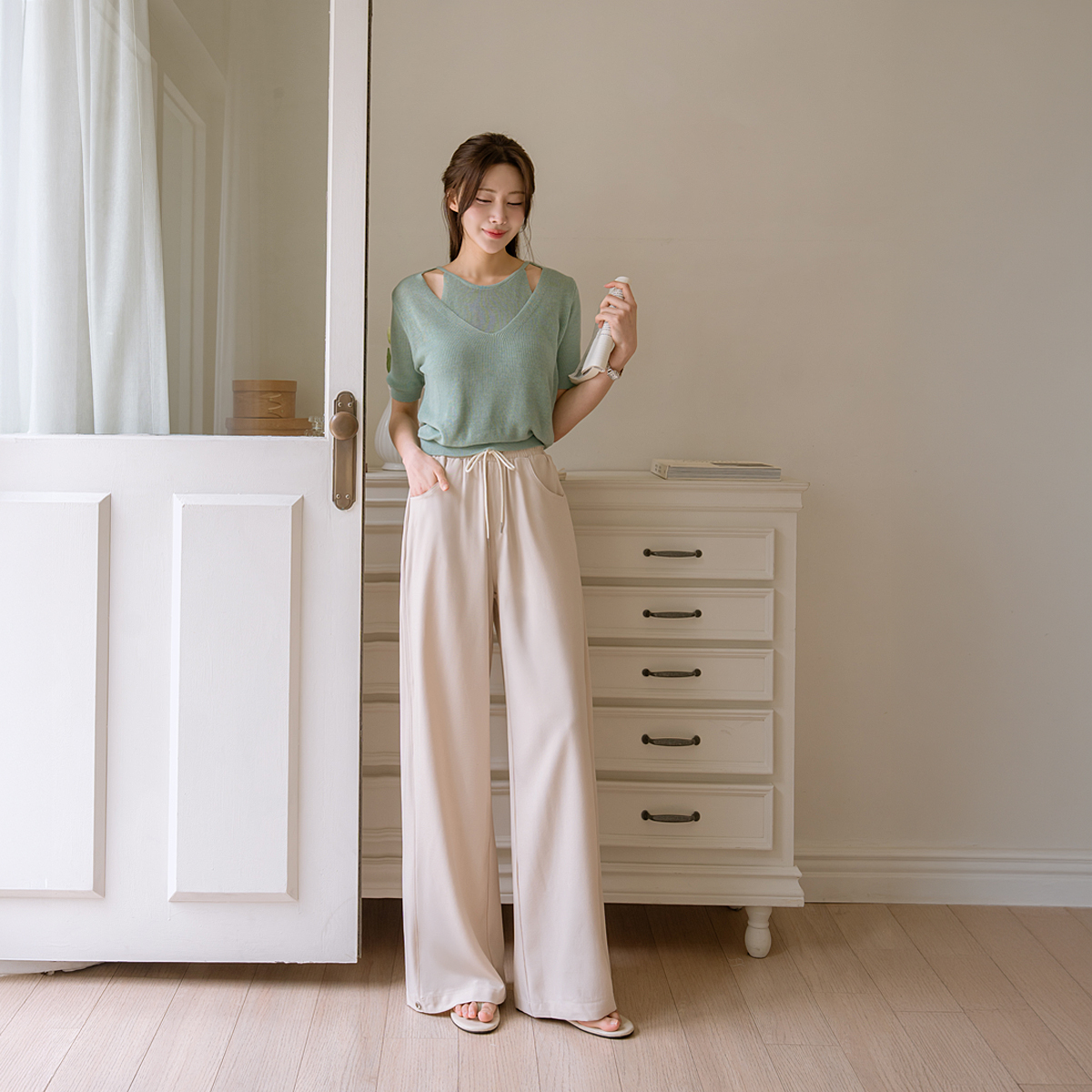 3-Type Folding Waist Slacks for Large Hip Cover