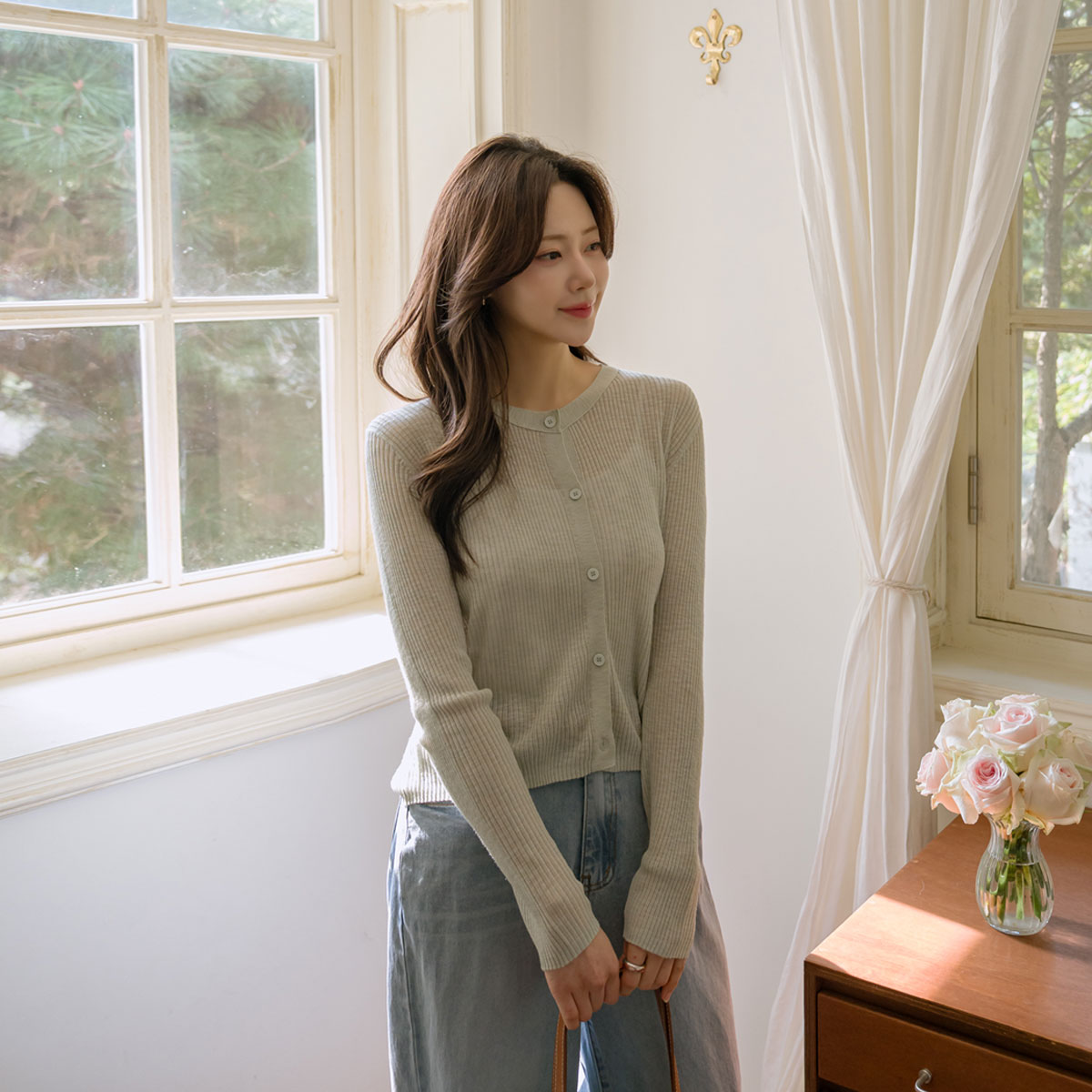 Viscose delicate see-through ribbed knit