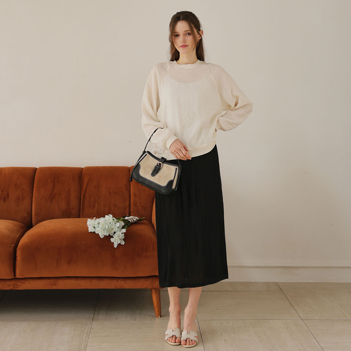 Crinkle Sweatshirt Blouse