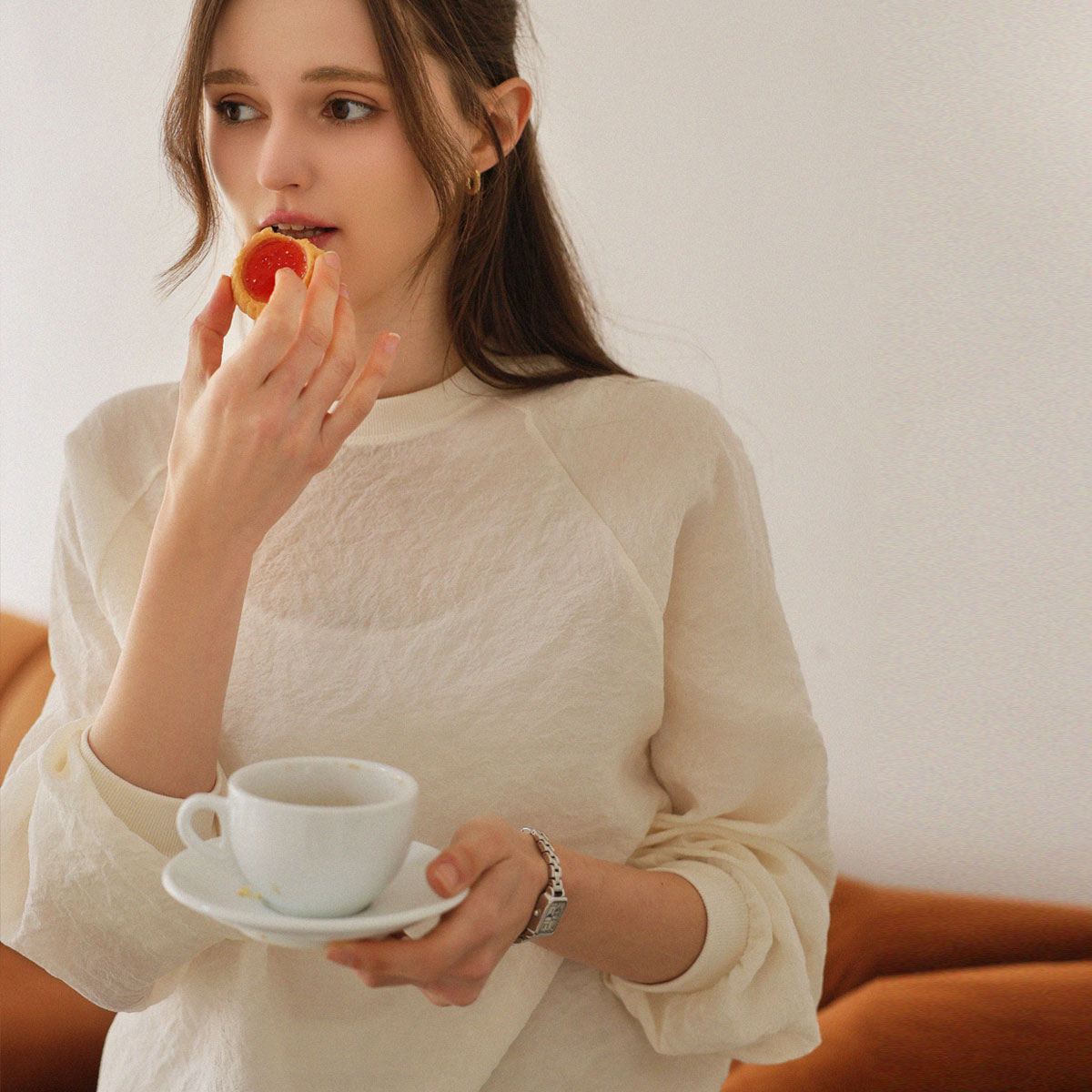 Crinkle Sweatshirt Blouse