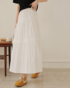 Pure pintuck tiered skirt