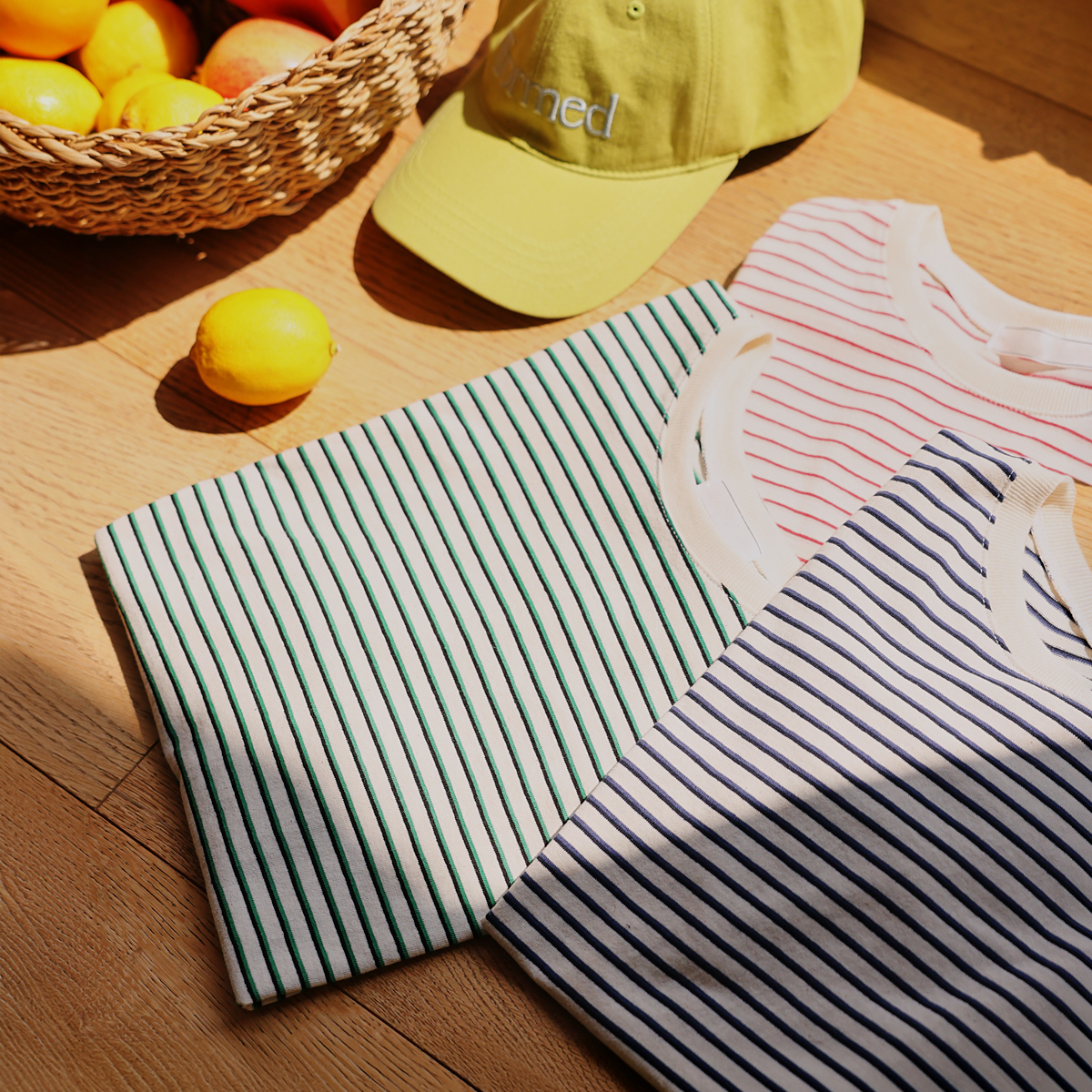 High-density cotton striped short-sleeve tee