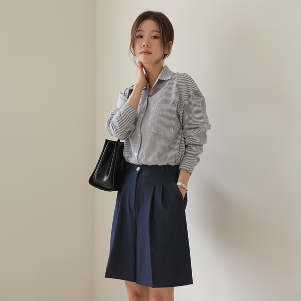 <b>[Special 2-Piece Deal]</b> Sky Blue Seersucker Striped Shirt