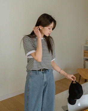 Cheese Spandex Striped Short Sleeve T-shirt