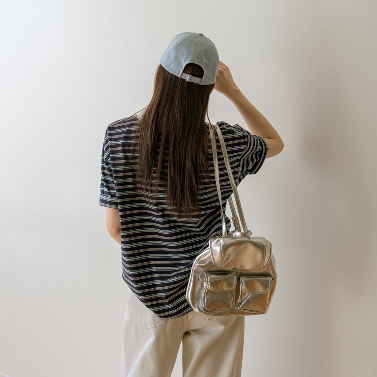 Colored striped collared short-sleeve tee