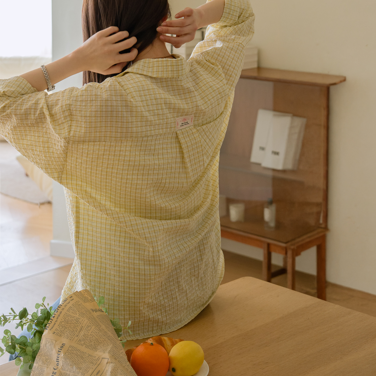 On the Back Patch Loose Fit Check Shirt