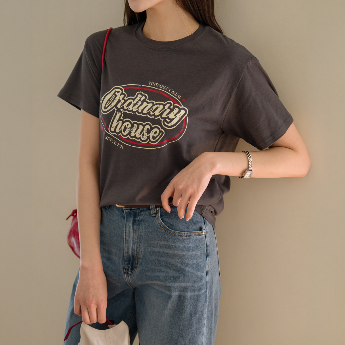 Crack print vintage short T-shirts