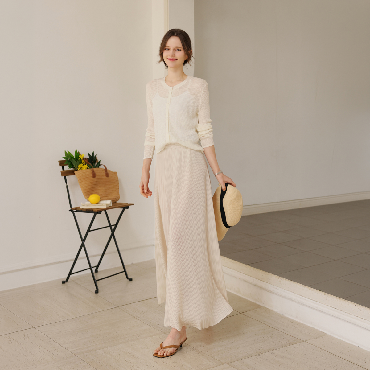 <b>[Made]</b> Grace Pleats Maxi Flare Skirt