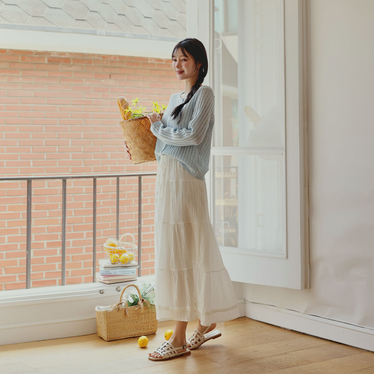 Winkle string tiered skirt