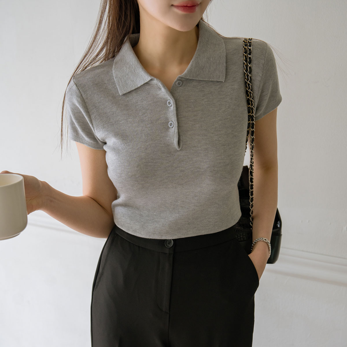 Soft cap sleeve collar knit