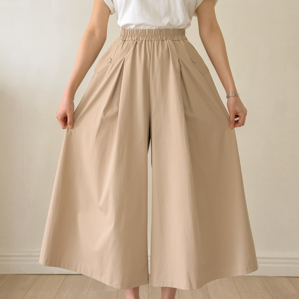 <b>[Special 2-Piece Deal]</b> Button Pocket 3/4 Skirt Pants