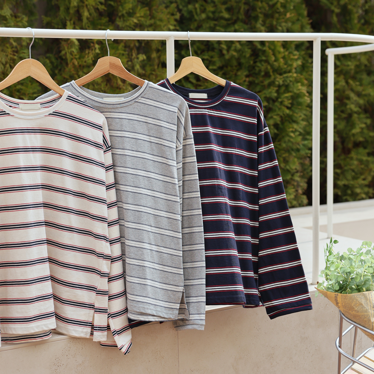 Sting Color Striped Long Sleeve T-shirt