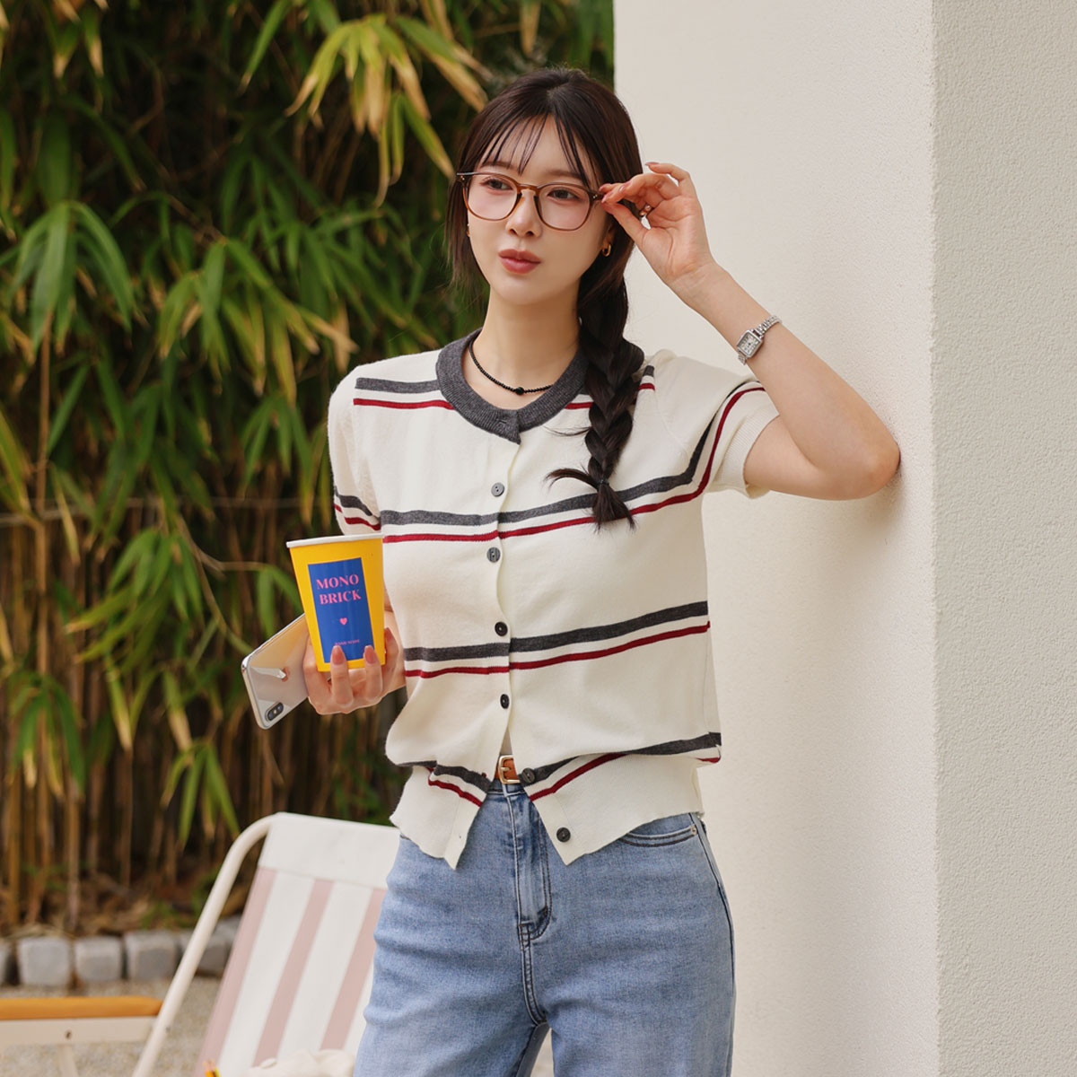 Soft color-block striped knit