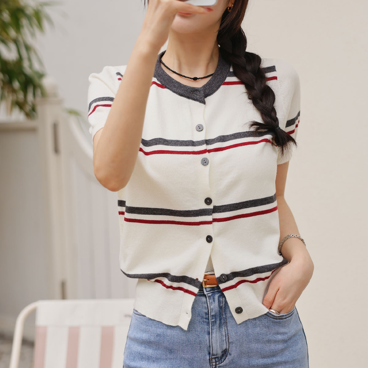 Soft color-block striped knit