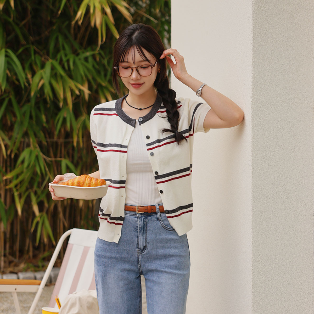 Soft color-block striped knit