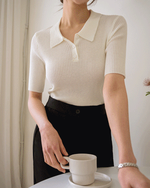 slimline Span ribbed collar knit