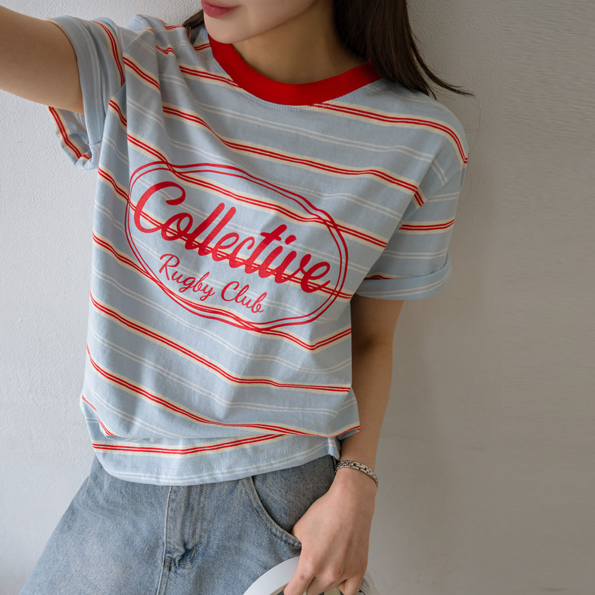 Select Color Striped Short Sleeve T-shirt