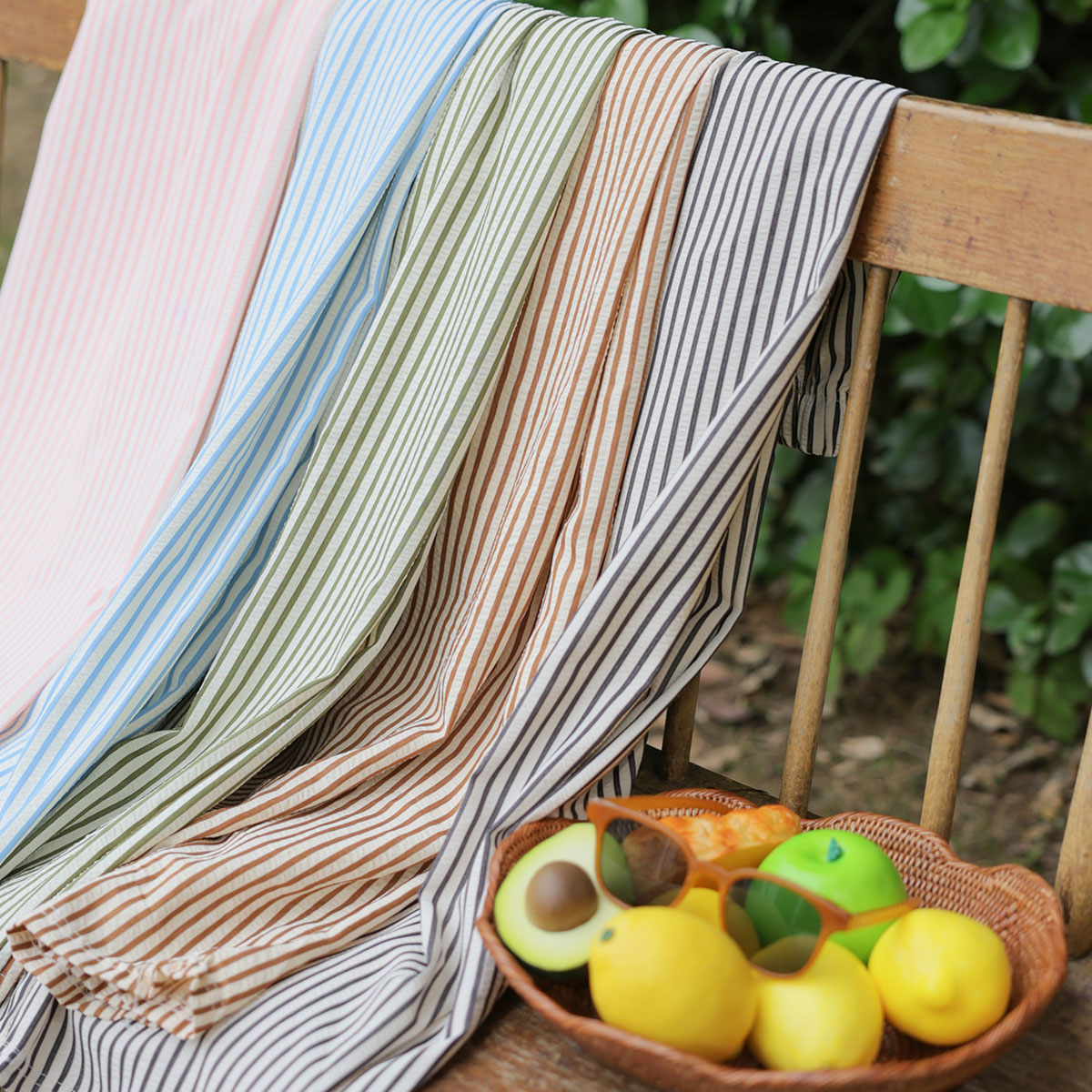 Cool Summer Seersucker Banding Striped Pants