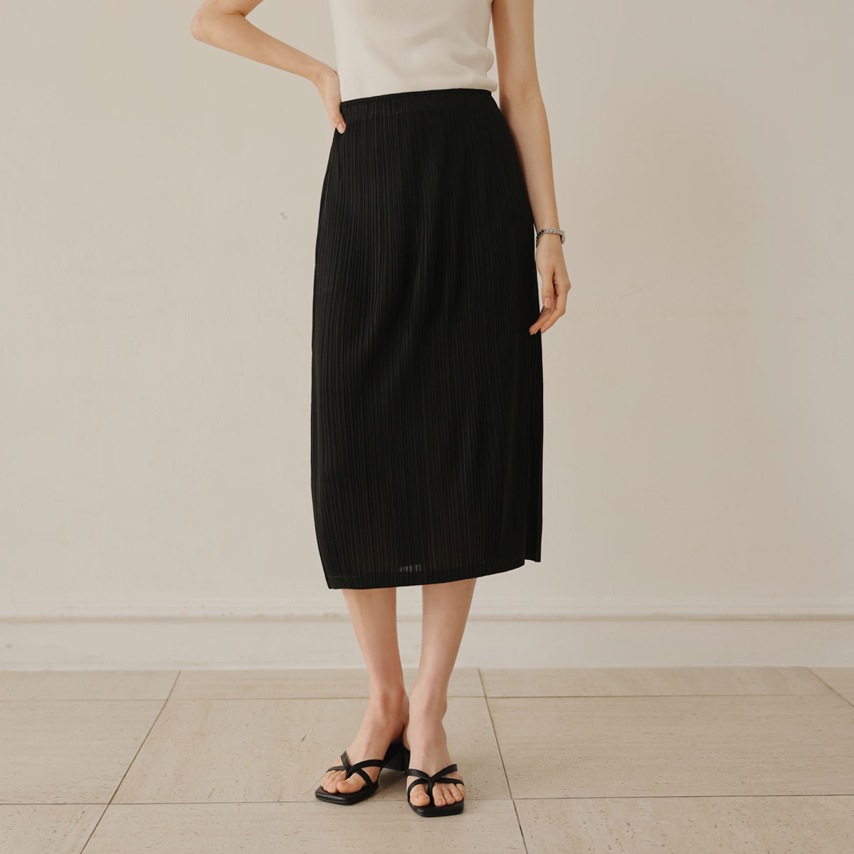 <b>[Multi-purpose Styling Item/High Quality][Made]</b> Grace Pleats Simple Wrap Slit Skirt