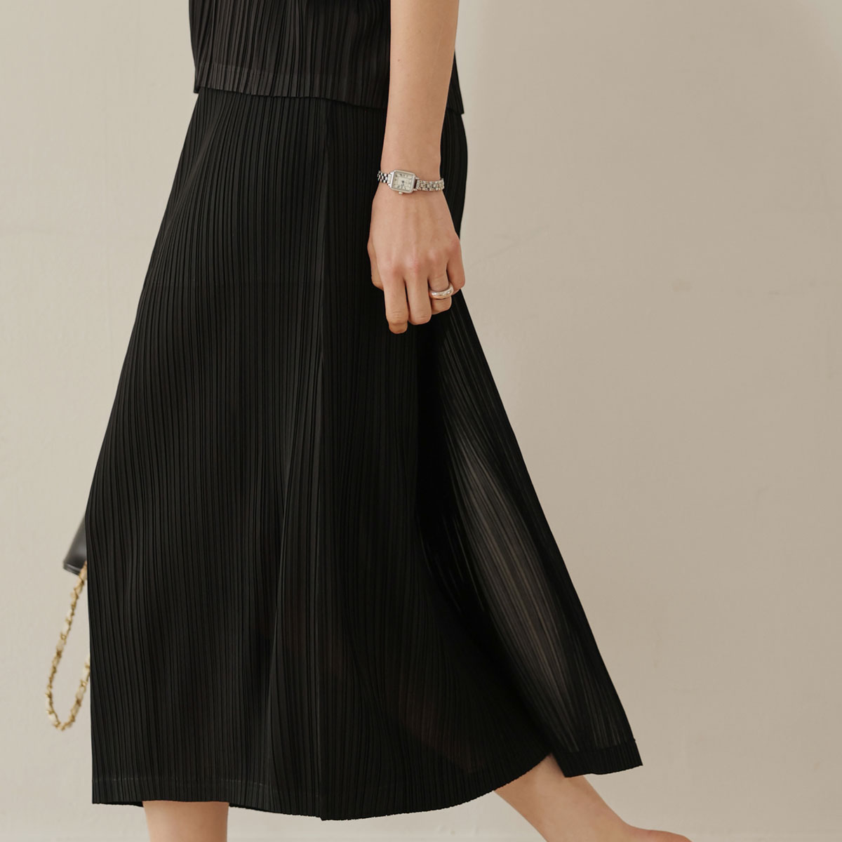 <b>[Multi-purpose Styling Item/High Quality][Made]</b> Grace Pleats Simple Wrap Slit Skirt