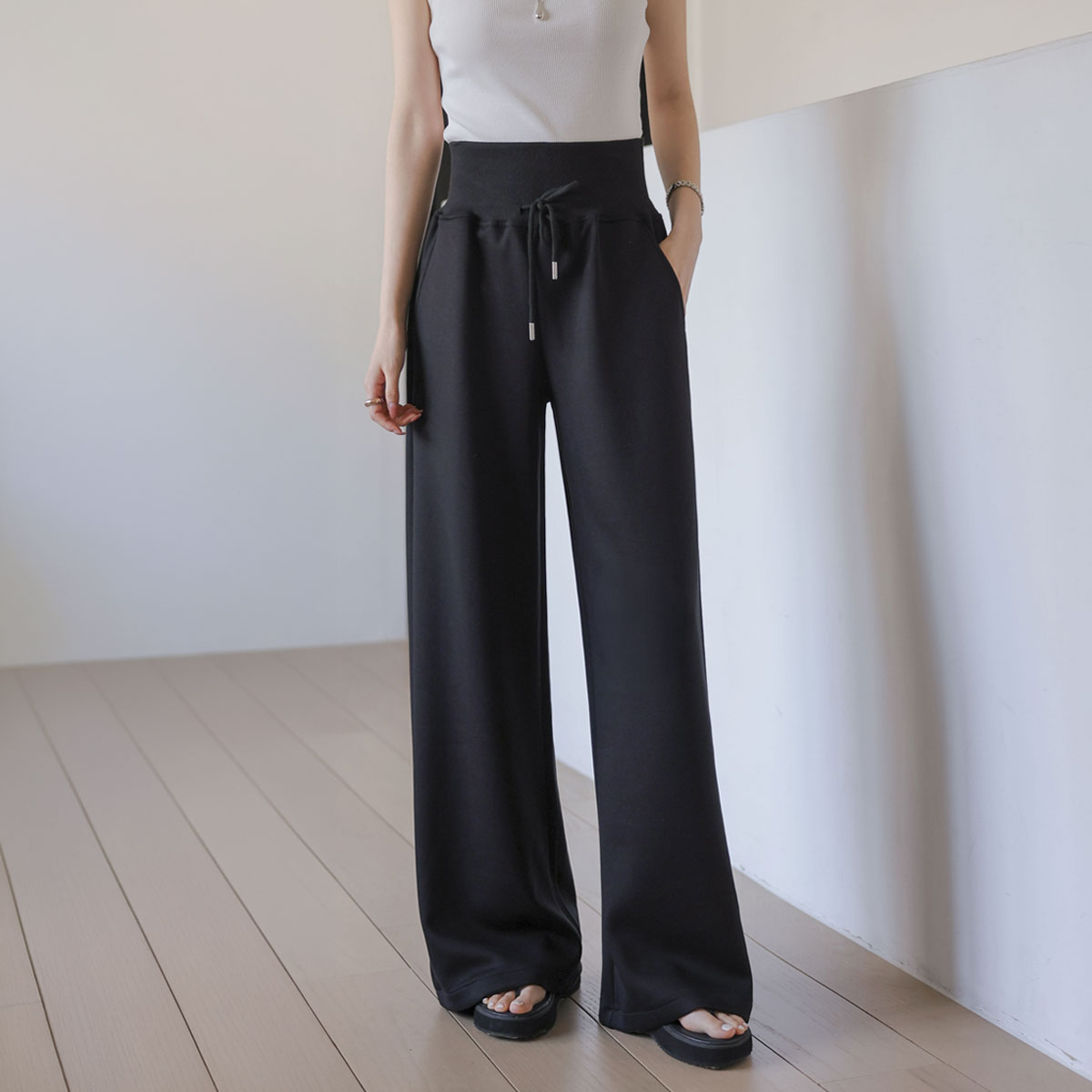 2-Type Belly Cover Span Wide Pants
