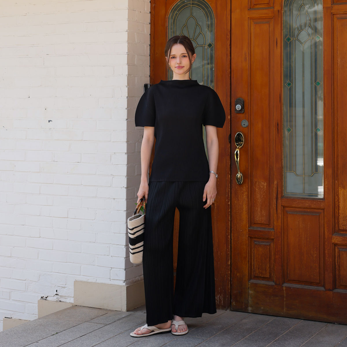 <b>[Made]</b> Grace Pleats Elastic Waist Wide Pants