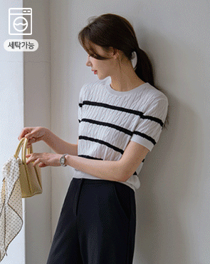 Washable cable knit short sleeves