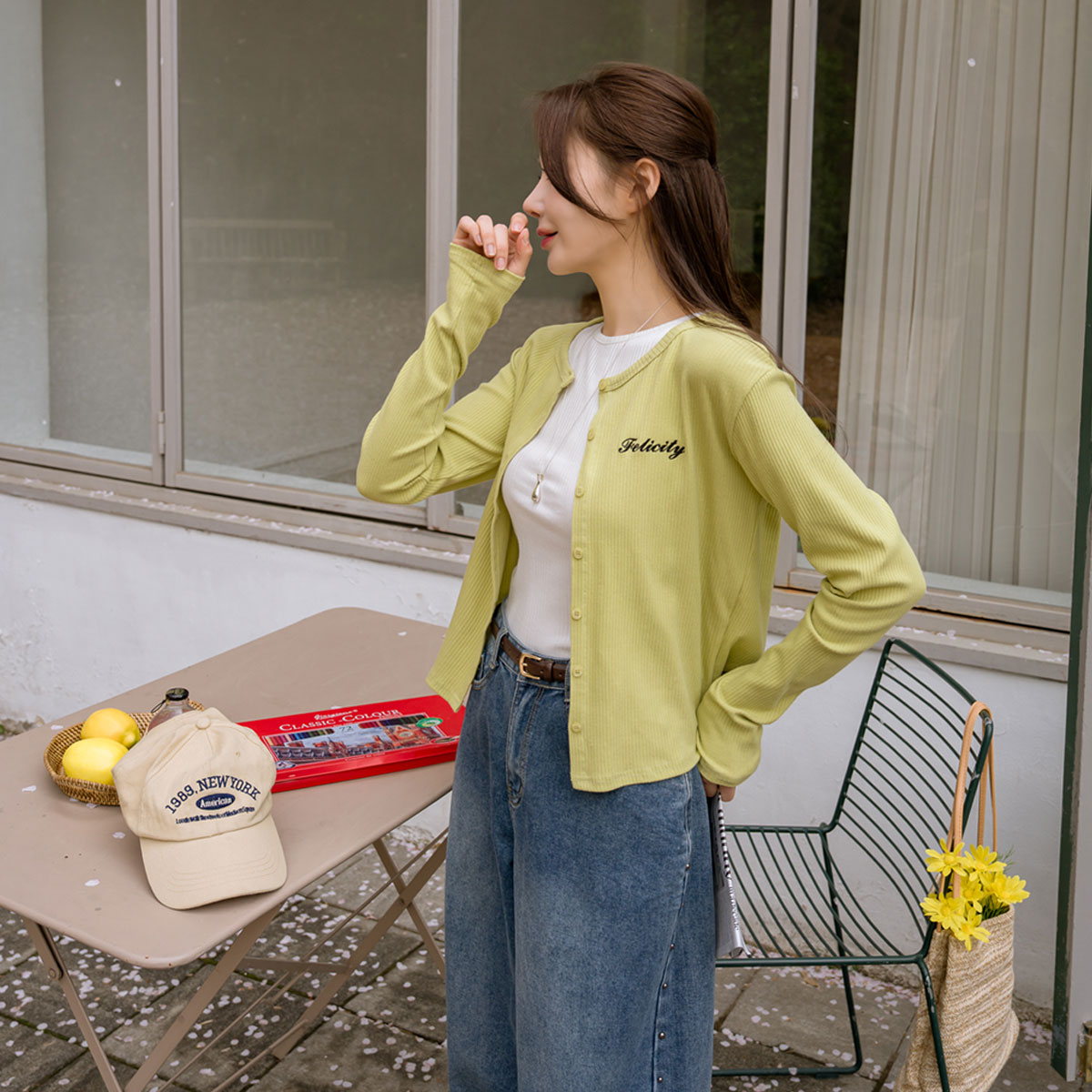 Feli embroidery ribbed cardigan