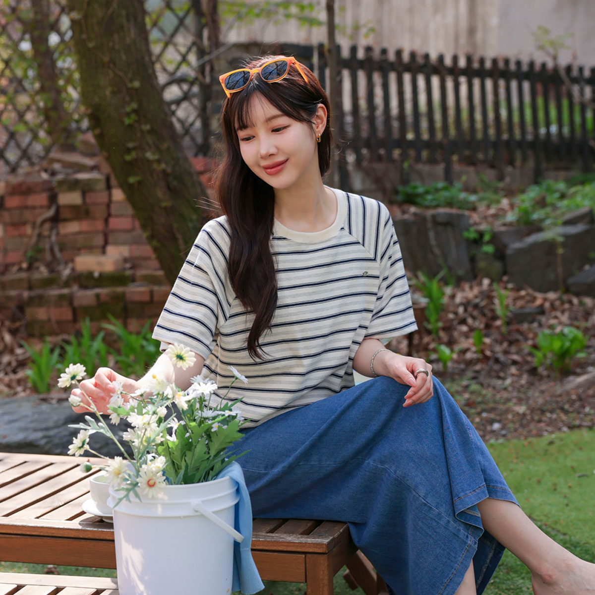 Cracker striped short-sleeve sweatshirt