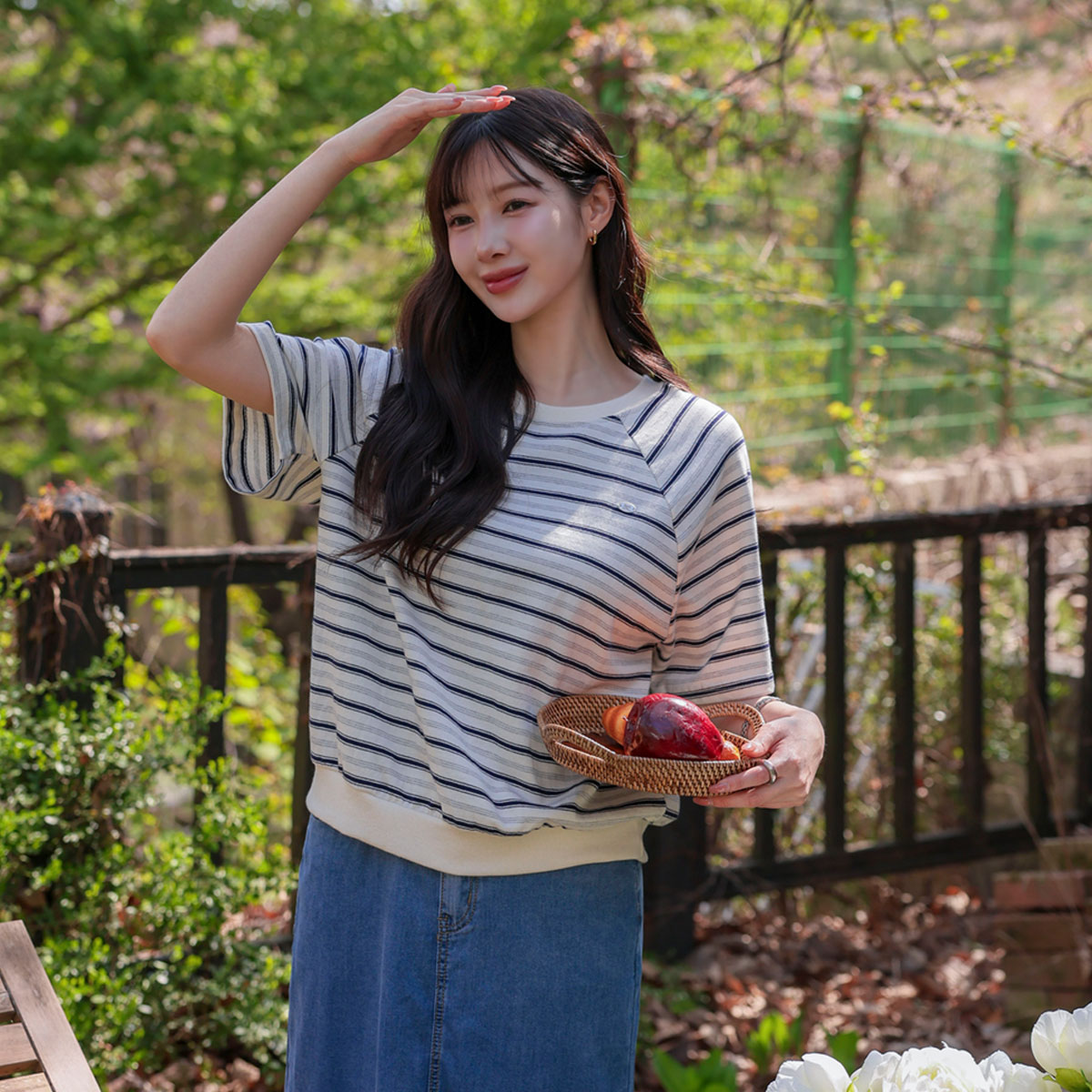 Cracker striped short-sleeve sweatshirt