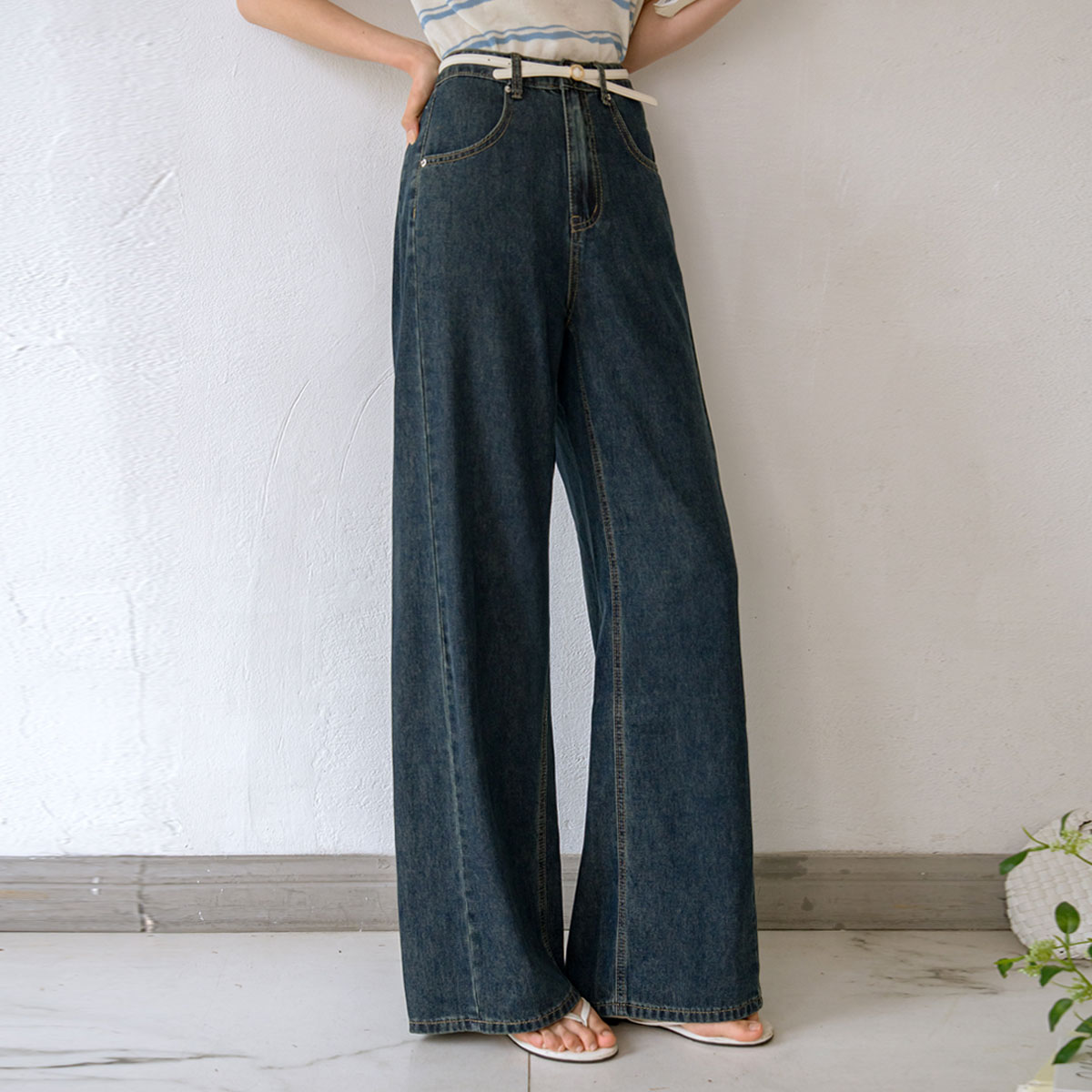 3-Type Optical Illusion Cooliocell Cut Denim Pants