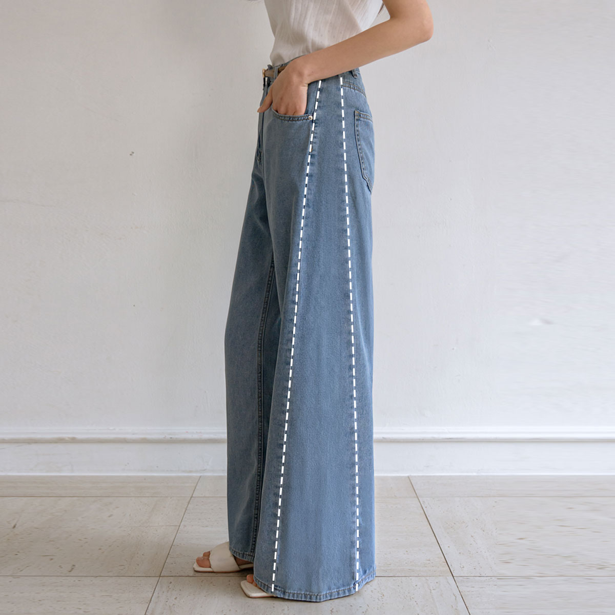 3-Type Optical Illusion Cooliocell Cut Denim Pants