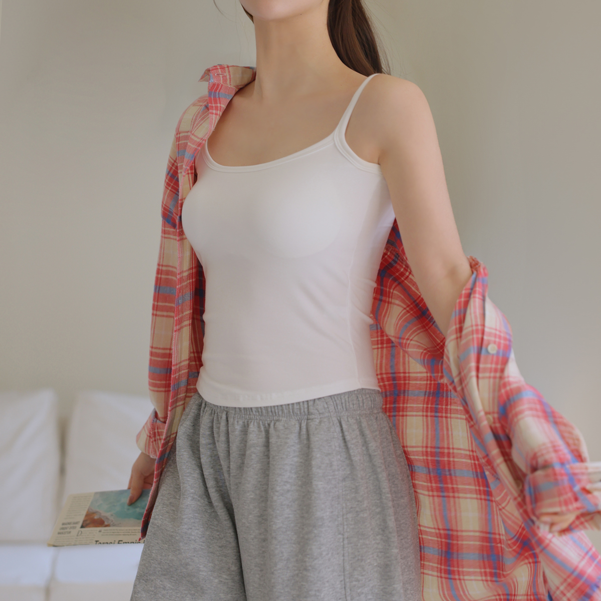 <b>[Special 2-Piece Deal]</b> Breast Cover Pad Fixing Sleeveless Top with Built-in Cup