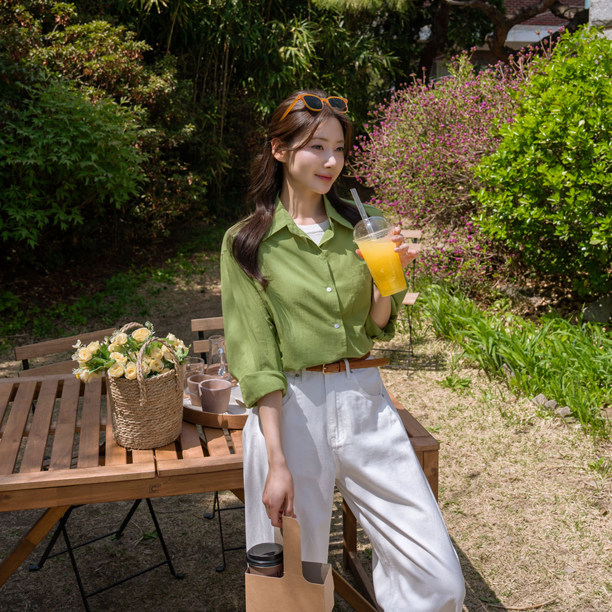 vivid color pocket shirt