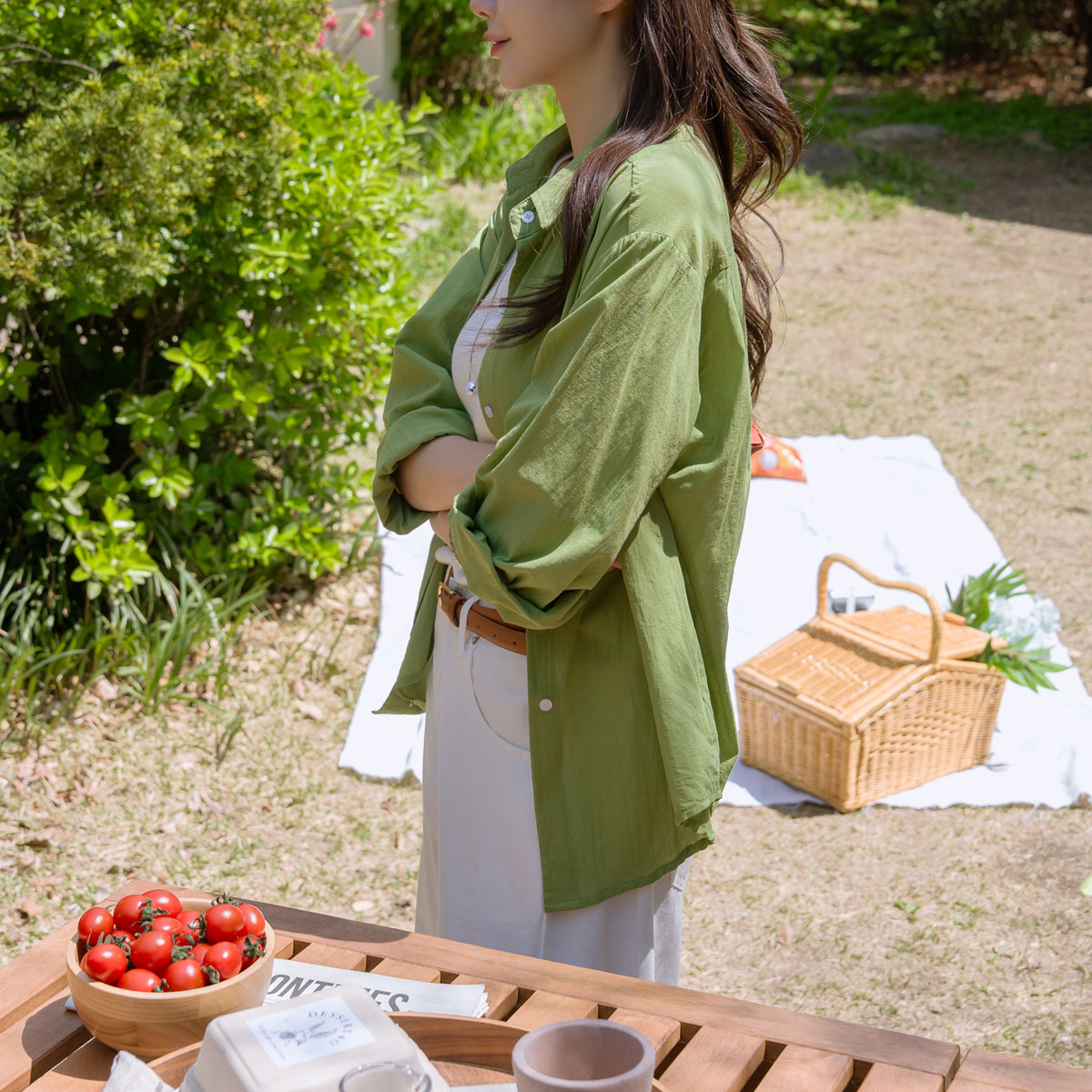 vivid color pocket shirt