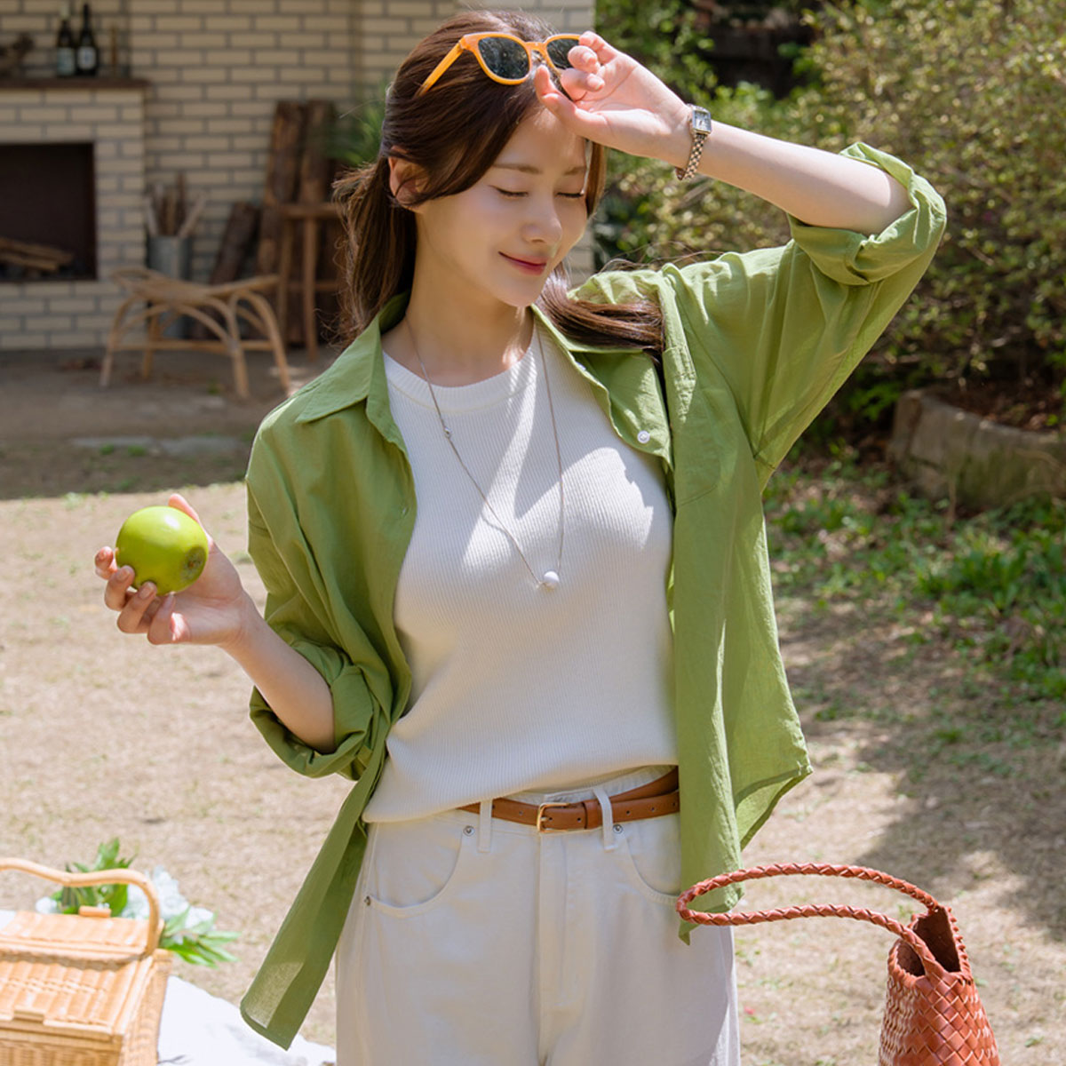 vivid color pocket shirt