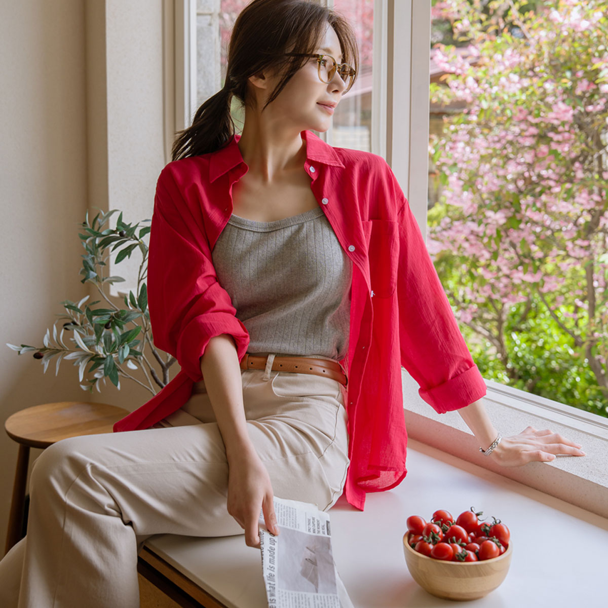 vivid color pocket shirt