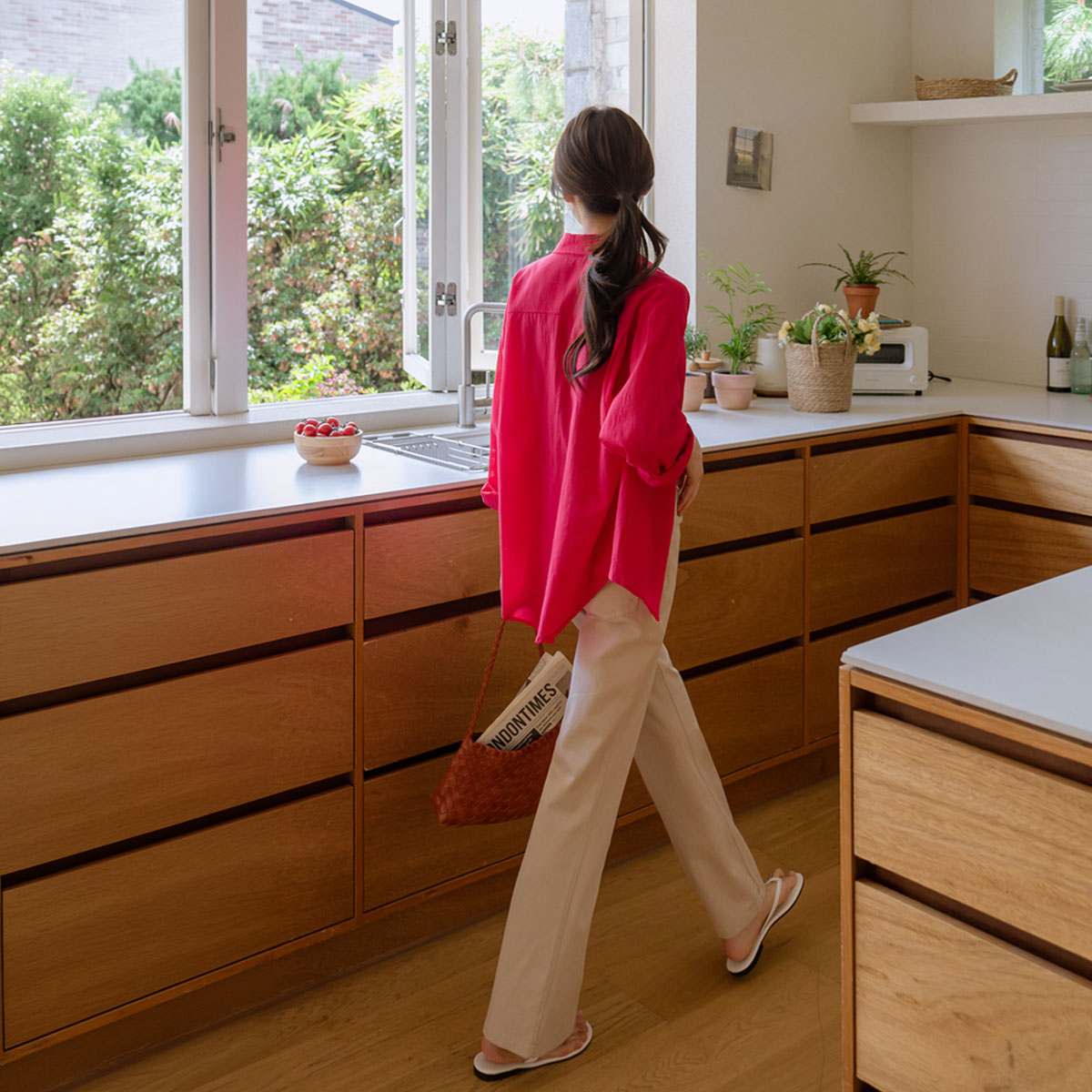 vivid color pocket shirt