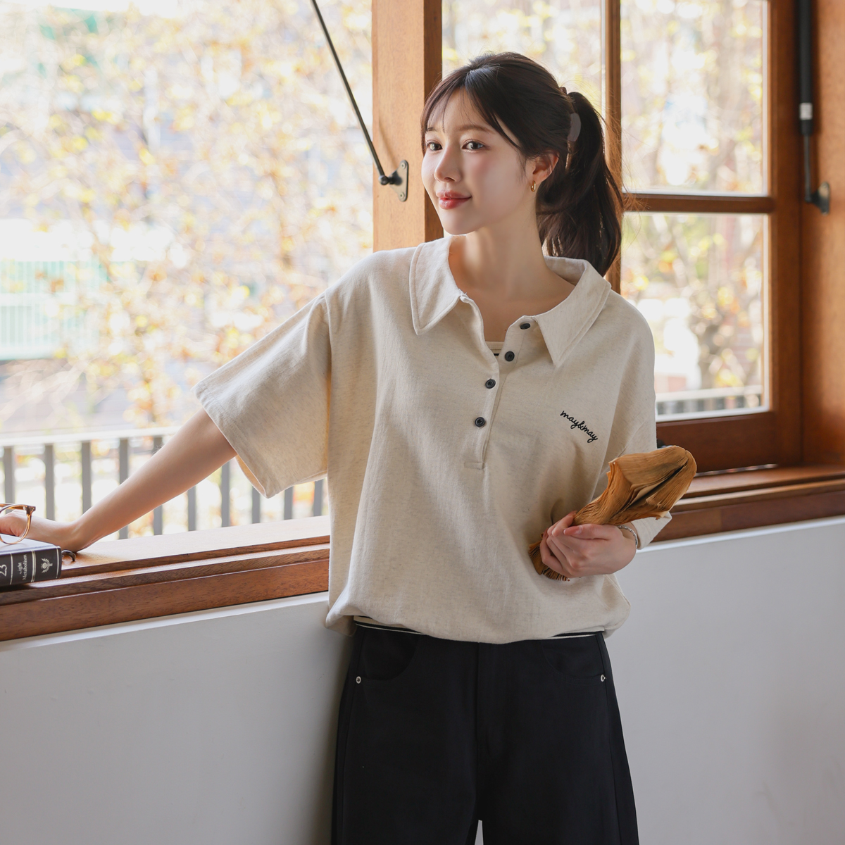 <b>[Made]</b> Meikara Half-Open Banding Short Sleeves T-shirt