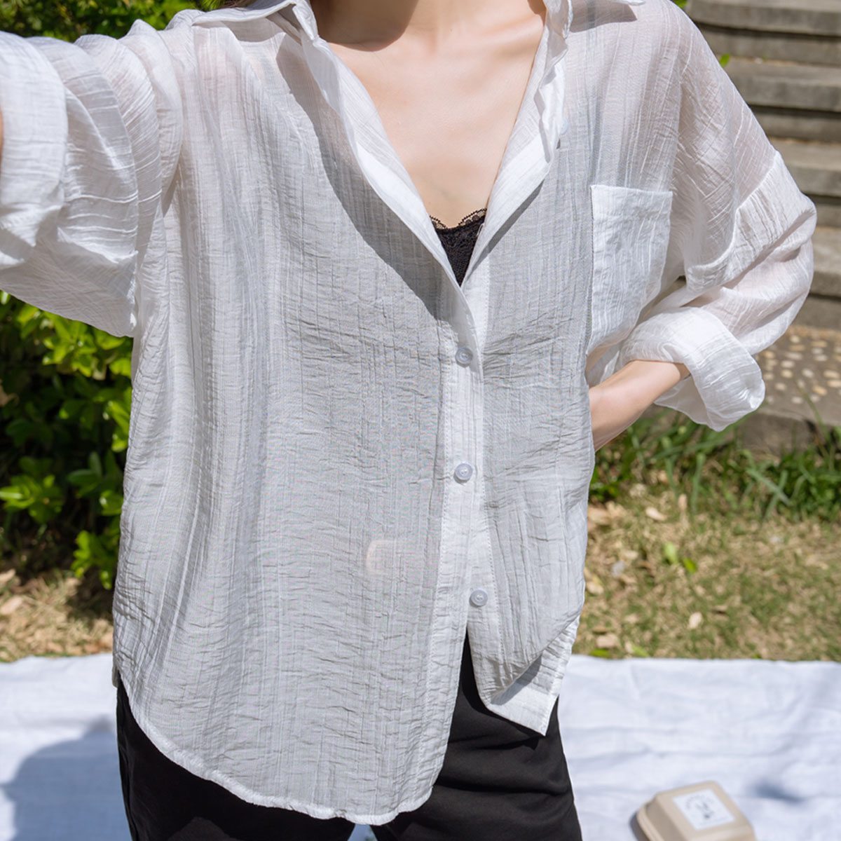 Salanta See-through Pocket Shirt