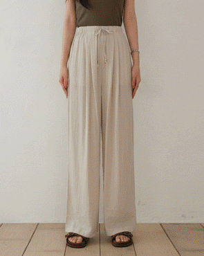 Cooling Two-Pin Tuck Linen Wide Pants