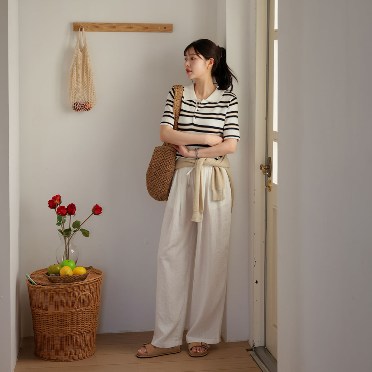 Cooling Two-Pin Tuck Linen Wide Pants